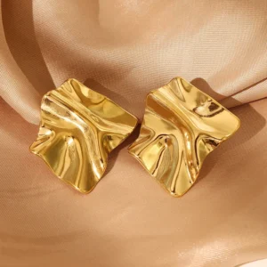 Anti-Tarnish Gold Textured Heart Hoops Earrings