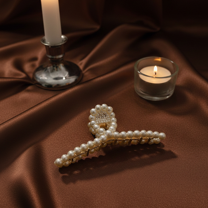 Rect Faux Pearl Hair Claw – Elegant Pearl Finish