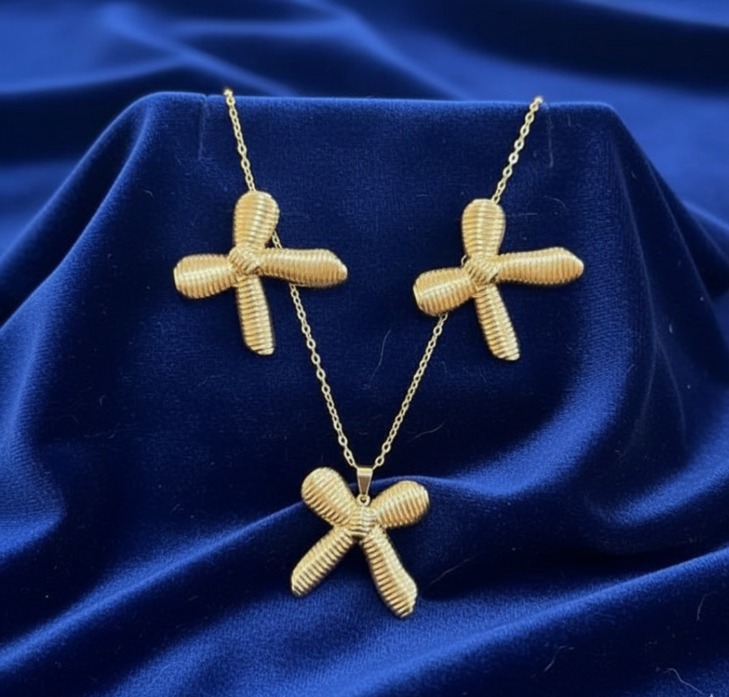 Bow Texture Combo Set – Elegant Gold Finish