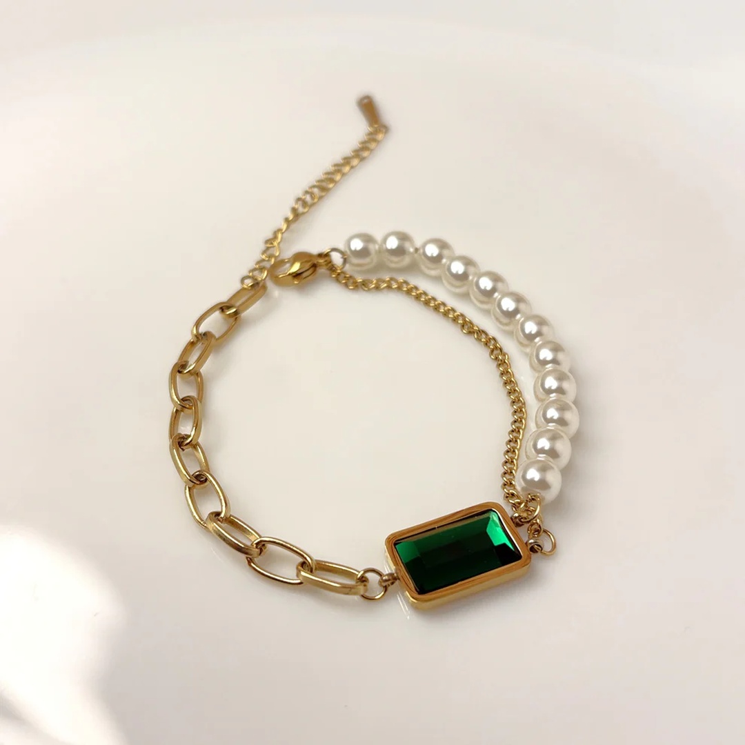 Pearl & Gem Dainty Layer Bracelet