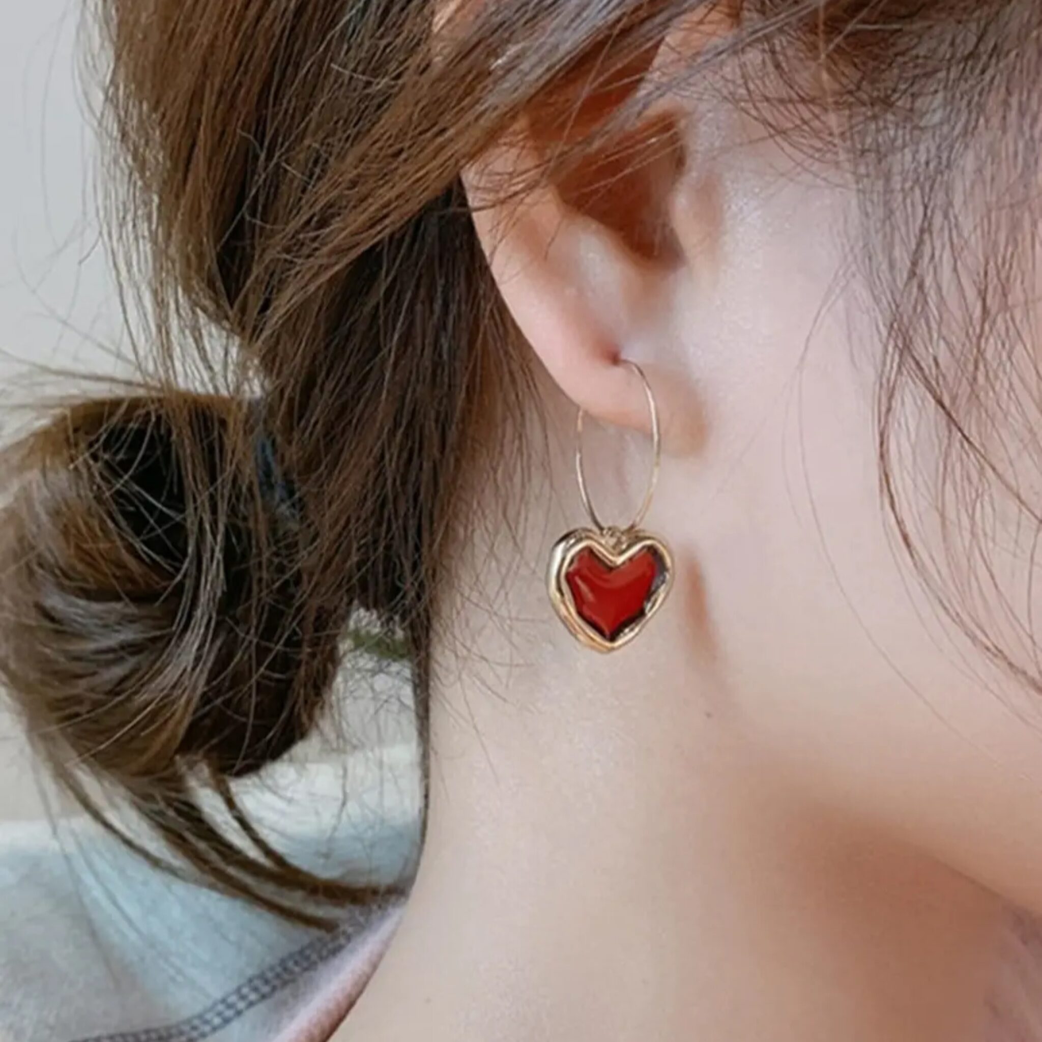 Red muse heart hoops