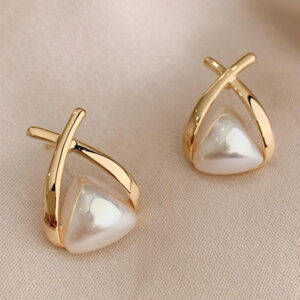 Pearl Cross Stud Earrings
